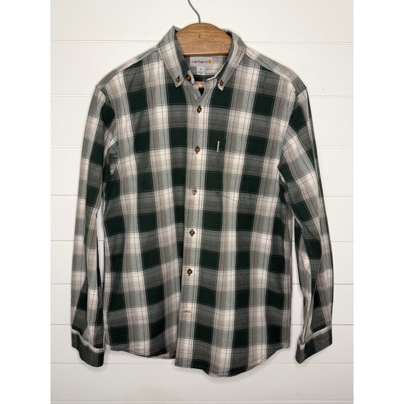 Carhartt Other - Carhartt Relaxed Fit Plaid Button Down Shirt Mens Medium Green White Long Sleeve